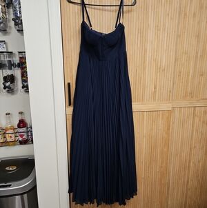 New Navy Pleated Spaghetti-Strap Maxi Dress